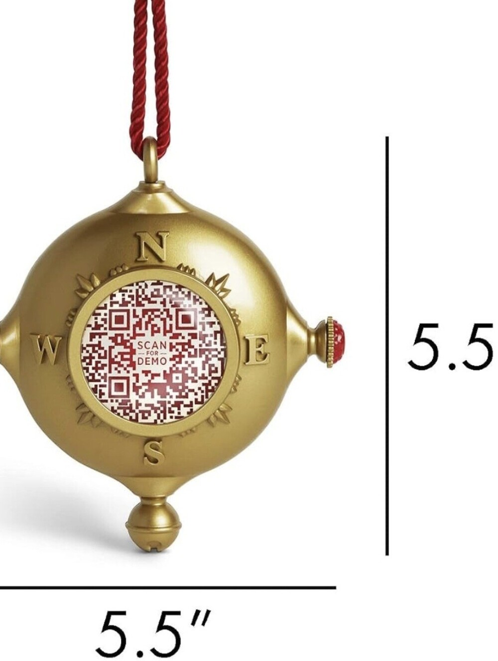New From HALLMARK! Demdaco Gold Santa's Kindness Compass Ornament With Journal - Picture 3 of 5